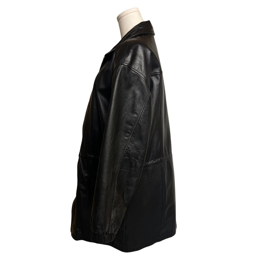 Vintage Wilsons Black Leather Jacket Lined Zip Front Casual Outerwear 90s - Picture 2 of 16